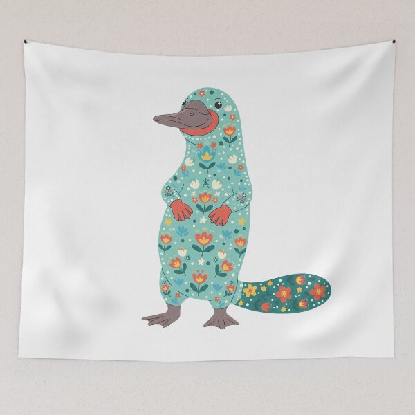 Item preview, Whimsical Floral Folk Art Cute Platypus – Scandinavian Folk Art by heidiannemorris © designed and sold by FOLK ART FUSION by heidiannemorris.
