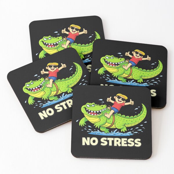 Item preview, No Stress - Kid Riding a Grumpy Crocodile designed and sold by LOL-N-LIFESTYLE.