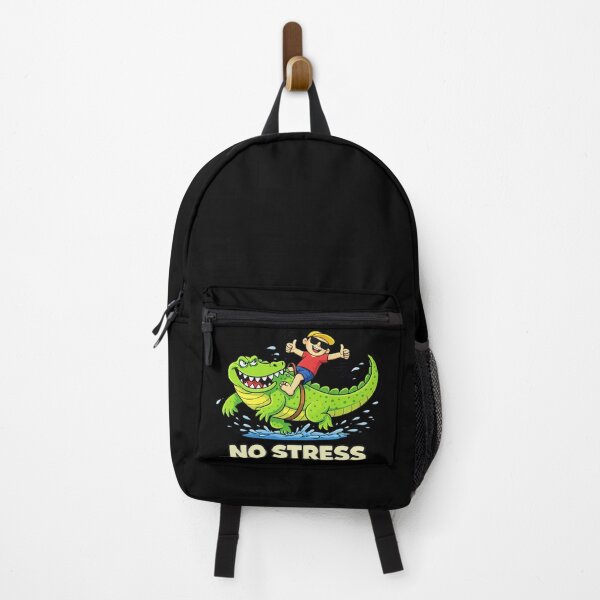 Item preview, No Stress - Kid Riding a Grumpy Crocodile designed and sold by LOL-N-LIFESTYLE.