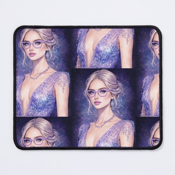 Item preview, Elegant Lavender Beauty with Glasses – Fantasy Portrait Art designed and sold by BlackMEMORIES.