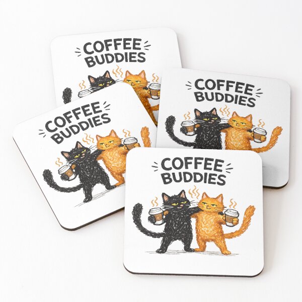 Item preview, Coffee Buddies – Funny Cat Friends with Coffee Design designed and sold by IrynaLineArt.