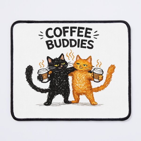 Item preview, Coffee Buddies – Funny Cat Friends with Coffee Design designed and sold by IrynaLineArt.