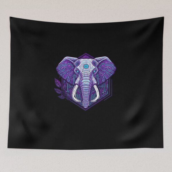 Item preview, Cyber Elephant Tech Art - Futuristic Neon Circuit African Elephant Illustration designed and sold by AbulailArt.