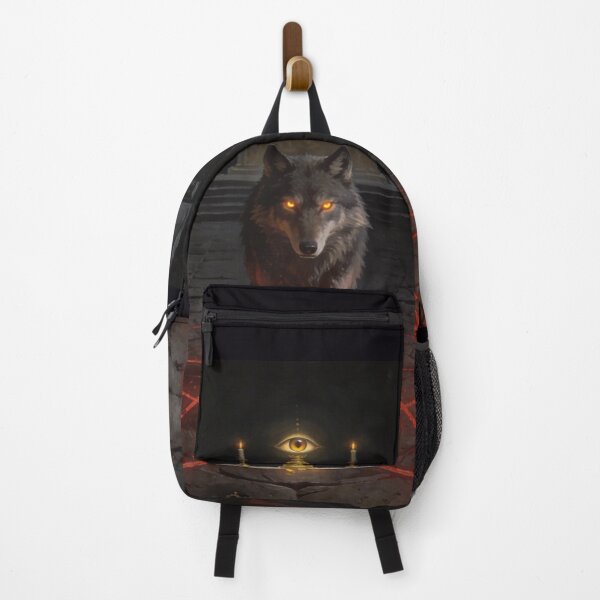 Item preview, Wolf Stands in Glowing Pentagram Cathedral Art designed and sold by GeoWhimsy Studio.
