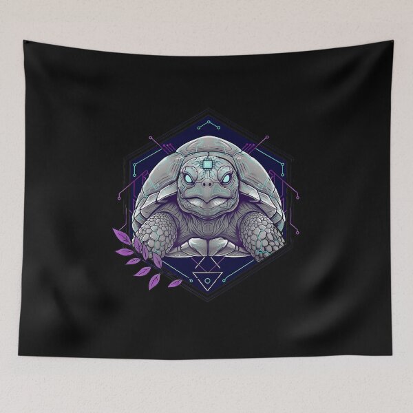 Item preview, Cyber Tortoise Tech Art - Futuristic Neon Circuit Land Turtle Illustration designed and sold by AbulailArt.