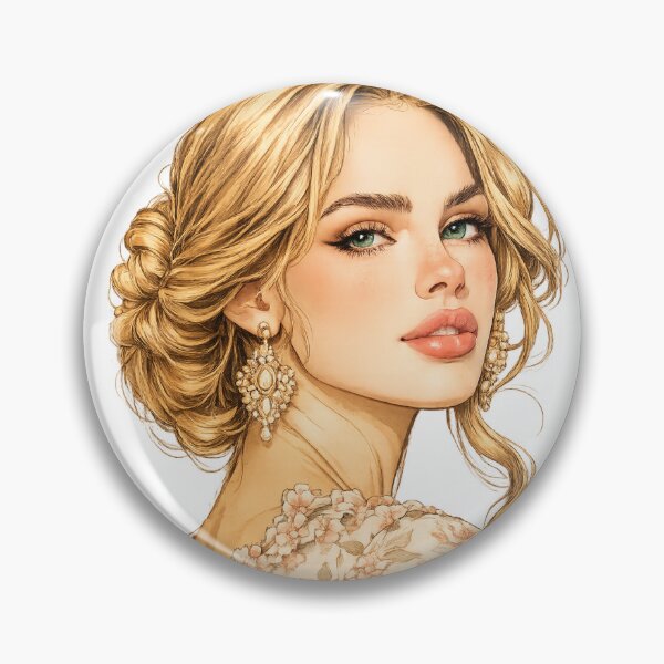 Artikelvorschau, Vintage-Blumenschönheit – Zarte, feminine Porträtillustration entworfen und verkauft von BlackMEMORIES.