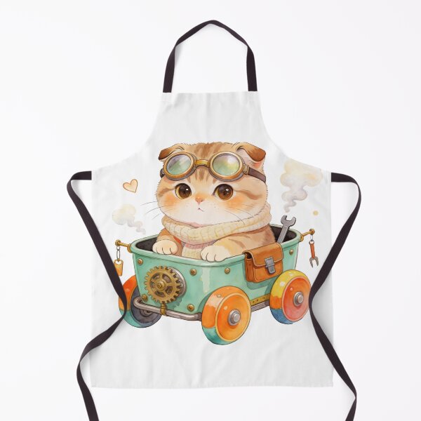Item preview, Cute Steampunk Cat in Vintage Car Kawaii Animal Illustration with Goggles designed and sold by Anastasiia Yurevych.