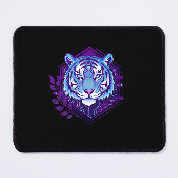 Item preview, Cyber Siberian Tiger Art - Futuristic Neon Circuit Apex Predator Illustration designed and sold by AbulailArt.
