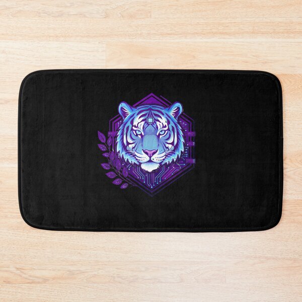 Item preview, Cyber Siberian Tiger Art - Futuristic Neon Circuit Apex Predator Illustration designed and sold by AbulailArt.
