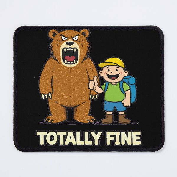 Item preview, Totally Fine - Brave Boy and Grumpy Grizzly Bear designed and sold by LOL-N-LIFESTYLE.