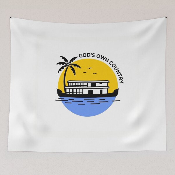 Item preview, Kerala Backwaters Minimal Line Art – God’s Own Country Aesthetic designed and sold by RushVibeWear.