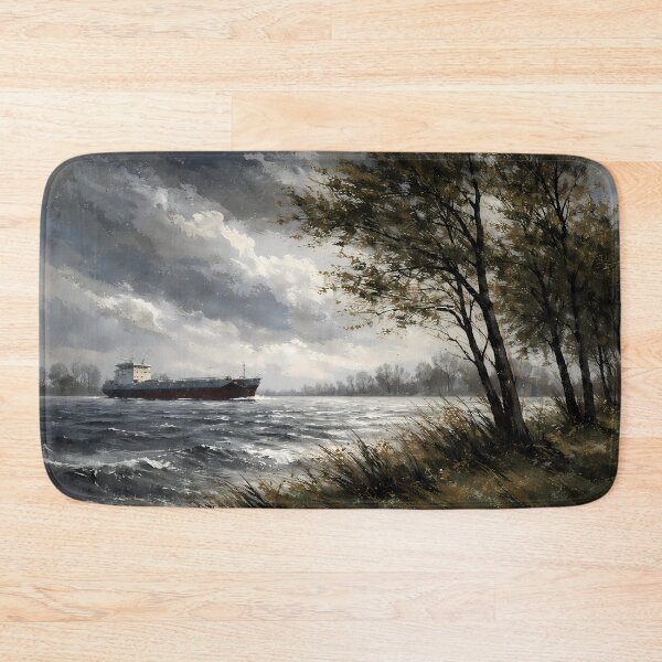 Item preview, Stormy River with Passing Ship designed and sold by cuprum.