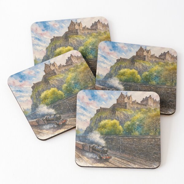 Item preview, Steaming past Edinburgh Castle, Scotland Watercolour designed and sold by davidelder.