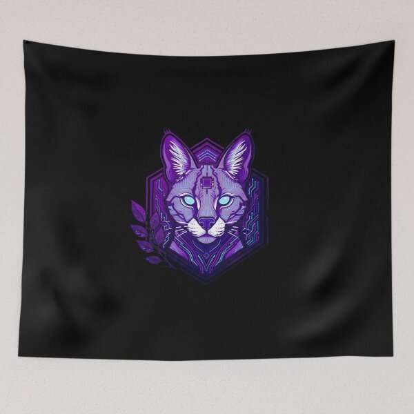 Item preview, Cyber Serval Tech Art - Futuristic Neon Circuit Wild Cat Illustration designed and sold by AbulailArt.