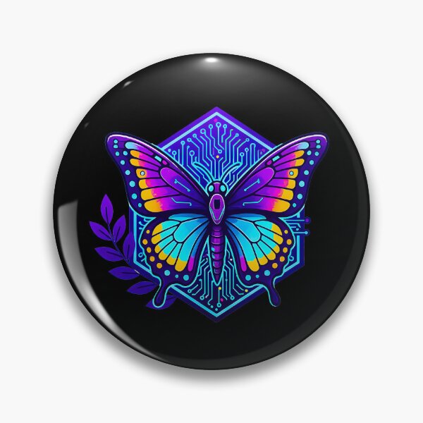 Item preview, Cyber Butterfly Tech Art - Futuristic Neon Circuit Insect Illustration designed and sold by AbulailArt.