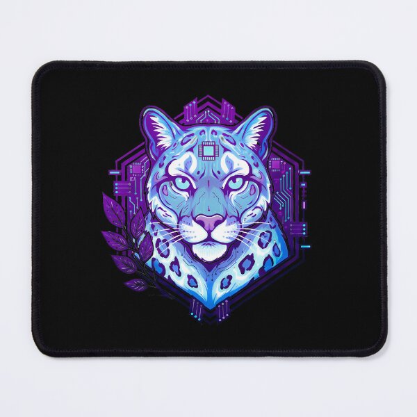 Item preview, Cyber Arabian Leopard Art - Futuristic Neon Circuit Rare Big Cat Illustration designed and sold by AbulailArt.