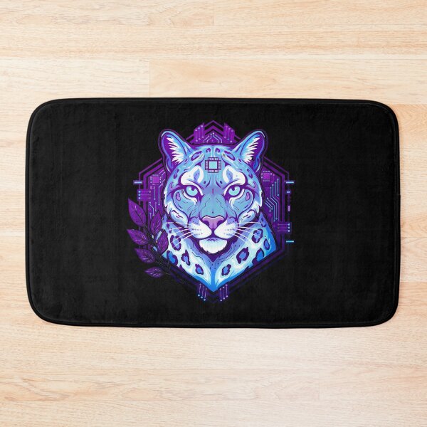 Item preview, Cyber Arabian Leopard Art - Futuristic Neon Circuit Rare Big Cat Illustration designed and sold by AbulailArt.