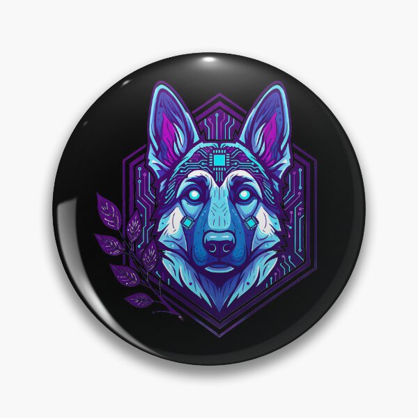 Item preview, Cyber German Shepherd Art - Futuristic Neon Circuit K9 Dog Illustration designed and sold by AbulailArt.