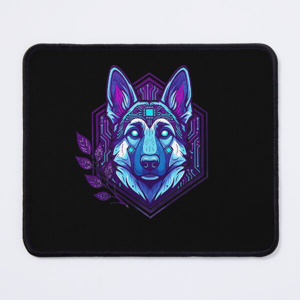 Item preview, Cyber German Shepherd Art - Futuristic Neon Circuit K9 Dog Illustration designed and sold by AbulailArt.