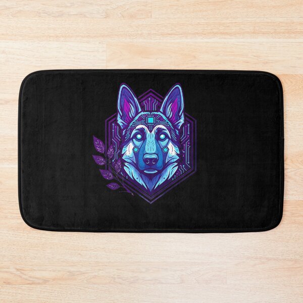 Item preview, Cyber German Shepherd Art - Futuristic Neon Circuit K9 Dog Illustration designed and sold by AbulailArt.