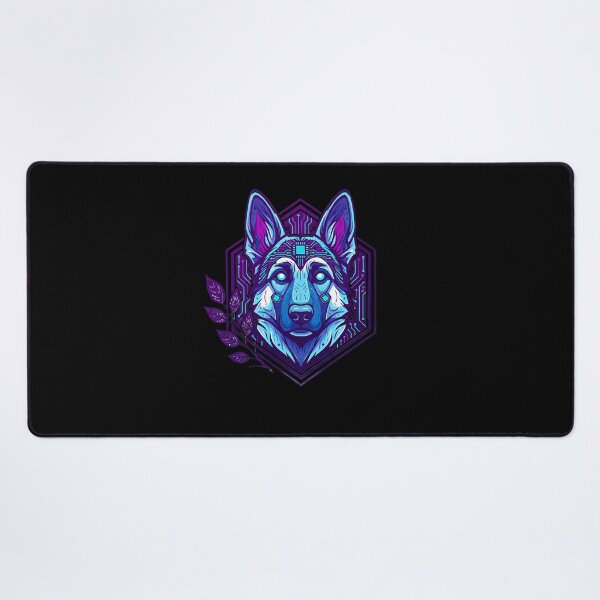 Item preview, Cyber German Shepherd Art - Futuristic Neon Circuit K9 Dog Illustration designed and sold by AbulailArt.