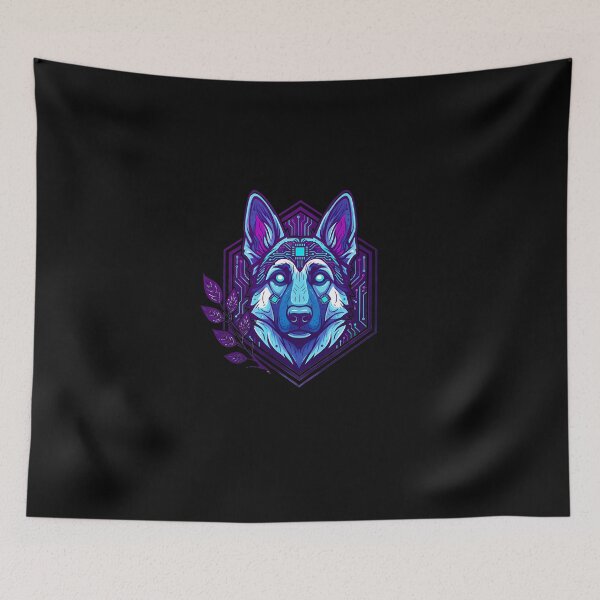 Item preview, Cyber German Shepherd Art - Futuristic Neon Circuit K9 Dog Illustration designed and sold by AbulailArt.