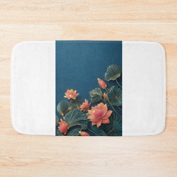 Item preview, Golden Veined Lotus Flowers on Teal designed and sold by 1111Miracle.