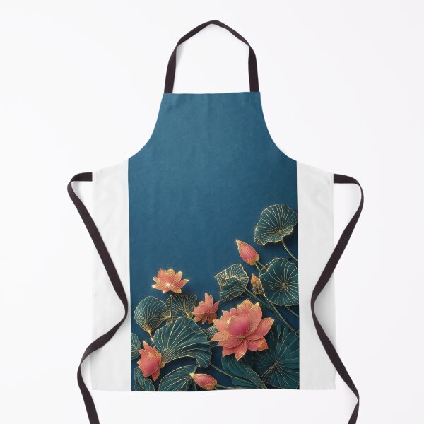 Item preview, Golden Veined Lotus Flowers on Teal designed and sold by 1111Miracle.