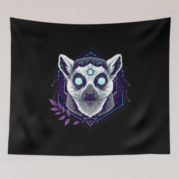 Item preview, Cyber Lemur Tech Art - Futuristic Neon Circuit Primate Illustration designed and sold by AbulailArt.