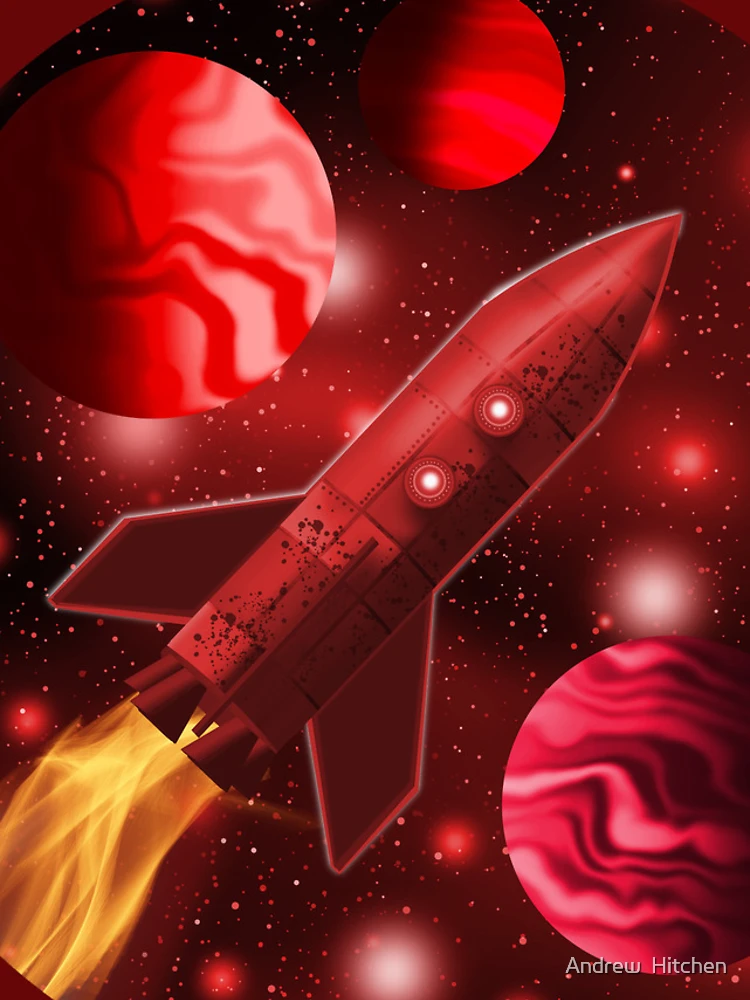 Thumbnail 4 of 4, iPhone Case, Red Rocketship designed and sold by Andrew Hitchen.