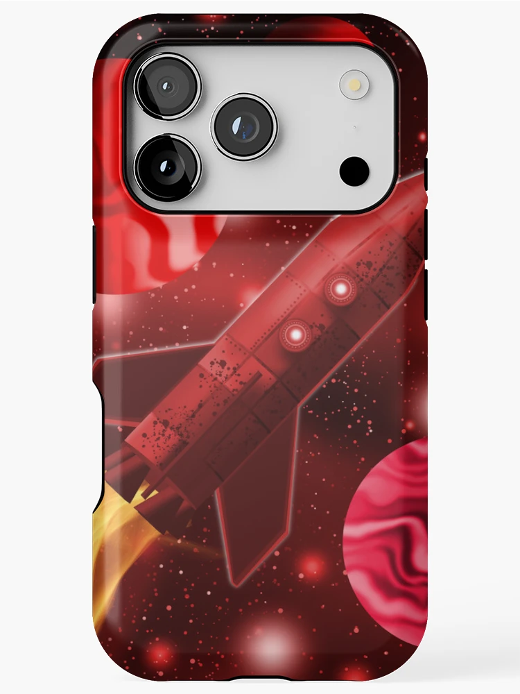 Thumbnail 1 of 4, iPhone Case, Red Rocketship designed and sold by Andrew Hitchen.