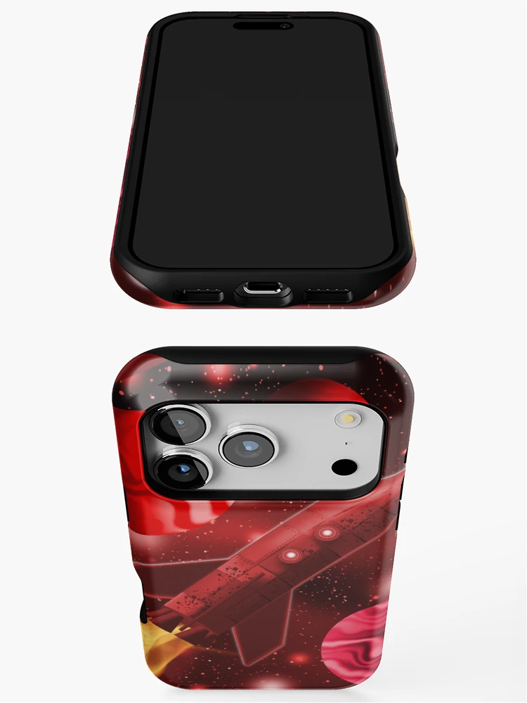 Thumbnail 3 of 4, iPhone Case, Red Rocketship designed and sold by Andrew Hitchen.