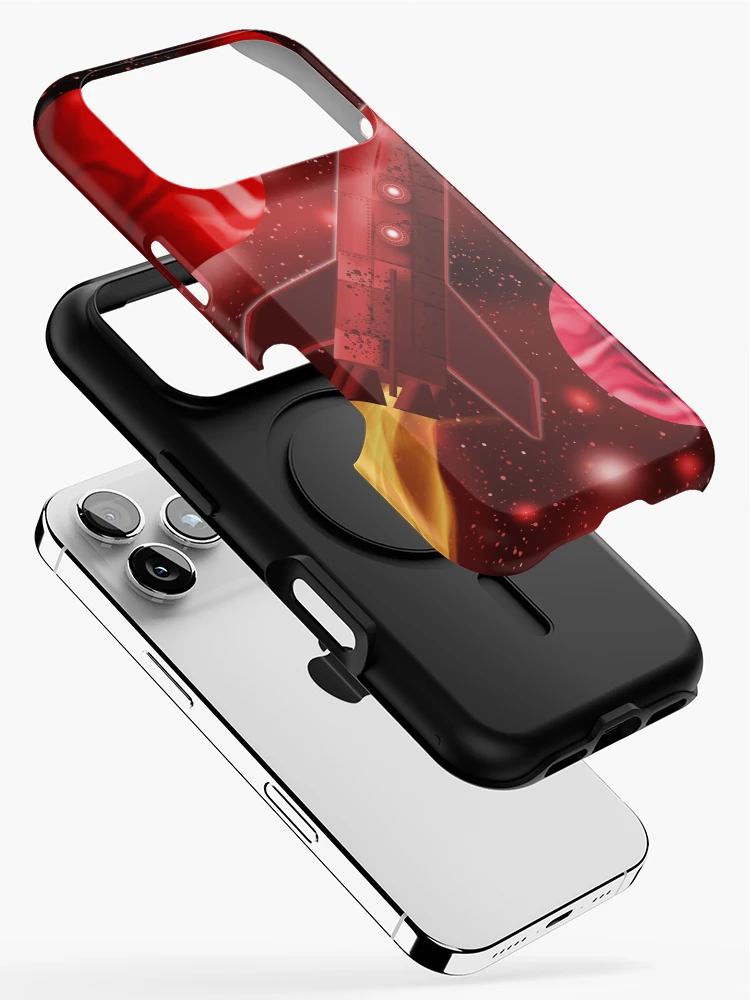 Thumbnail 2 of 4, iPhone Case, Red Rocketship designed and sold by Andrew Hitchen.