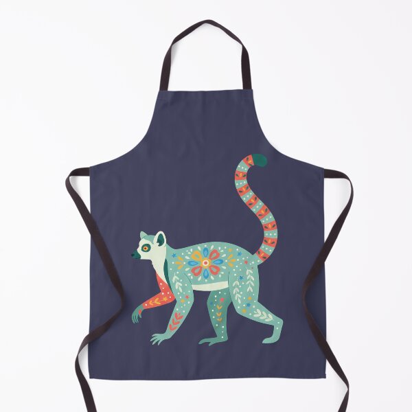 Item preview, Cute Floral Folk Art Ring‑Tailed Lemur – Scandinavian Folk Art by heidiannemorris © designed and sold by FOLK ART FUSION by heidiannemorris.