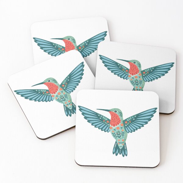 Item preview, Cute Floral Folk Art Ruby‑Throated Hummingbird – Scandinavian Folk Art by heidiannemorris © designed and sold by FOLK ART FUSION by heidiannemorris.