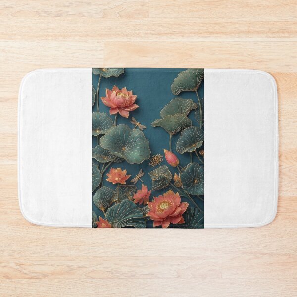 Item preview, Golden Veined Lotus Flowers on Teal designed and sold by 1111Miracle.