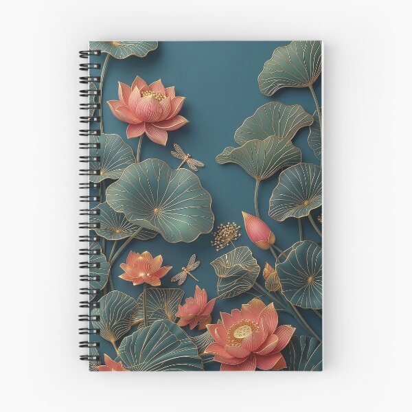 Item preview, Golden Veined Lotus Flowers on Teal designed and sold by 1111Miracle.