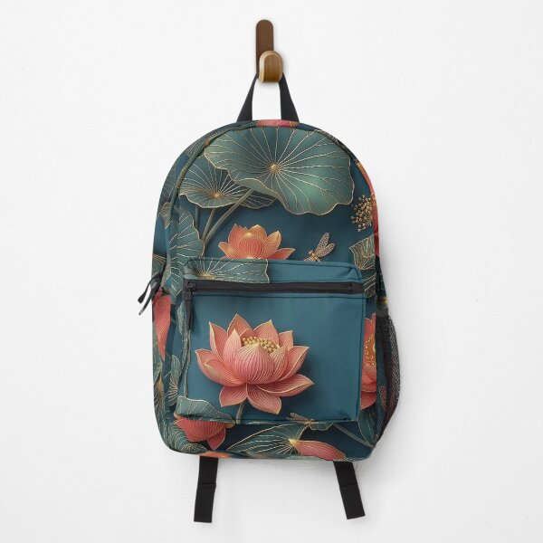 Item preview, Golden Veined Lotus Flowers on Teal designed and sold by 1111Miracle.