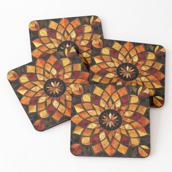 Item preview, Terracote Amber Stained Glass Inspired Mosaic Mandala Pattern designed and sold by GrinGalore.