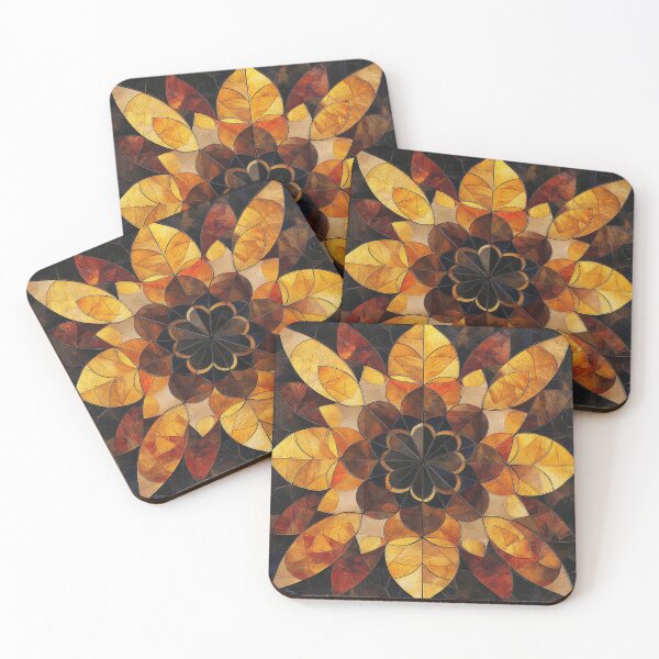 Item preview, Amber Ochre Stained Glass Inspired Mosaic Mandala Pattern designed and sold by GrinGalore.