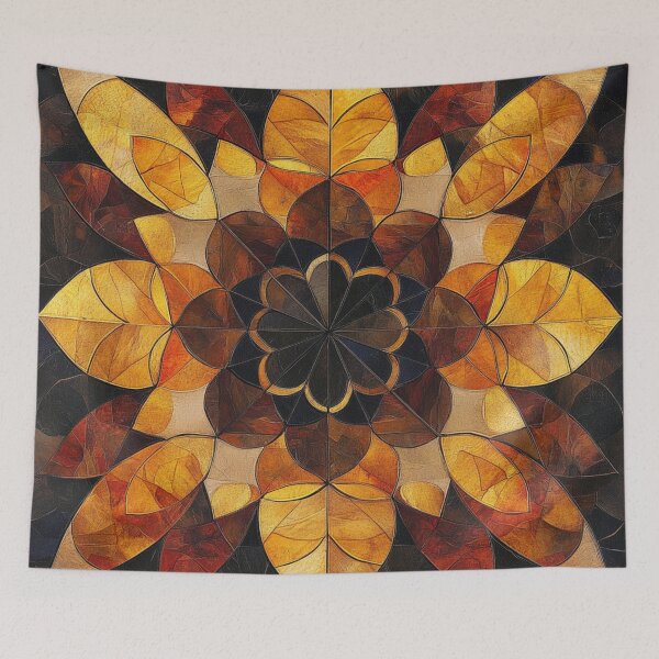 Item preview, Amber Ochre Stained Glass Inspired Mosaic Mandala Pattern designed and sold by GrinGalore.