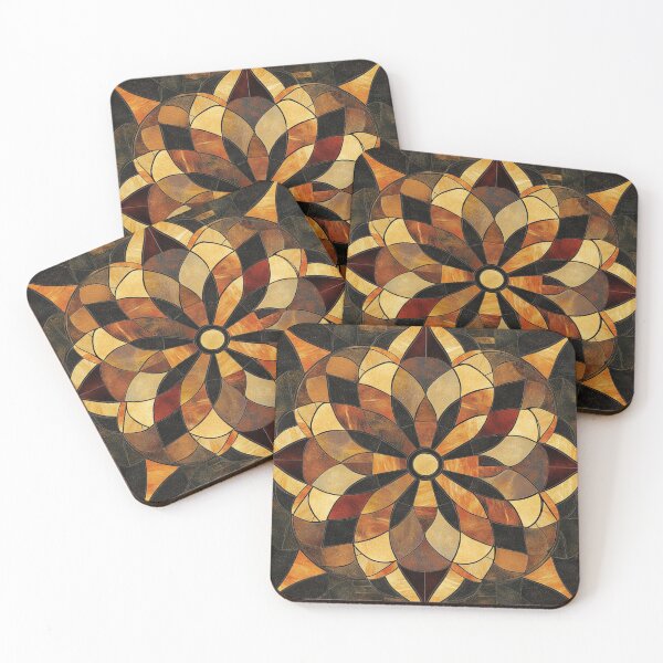 Item preview, Terracote Ochre Stained Glass Inspired Mosaic Mandala Pattern designed and sold by GrinGalore.
