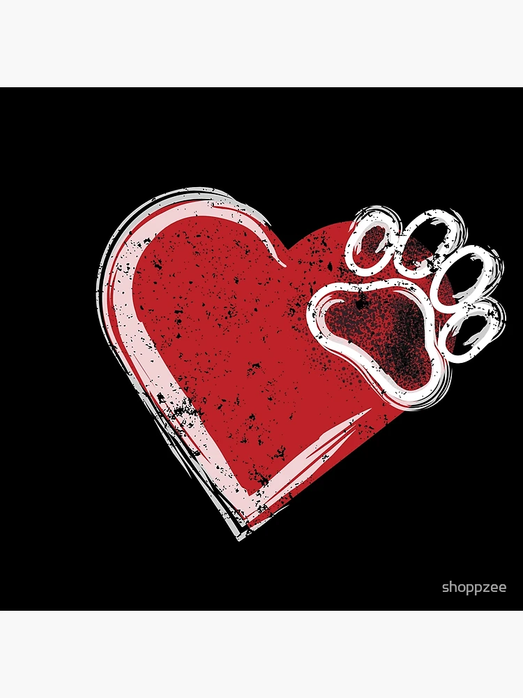 Valentines Day Dog Cat Shirt Love Dogs Paw Print Heart Cute Art