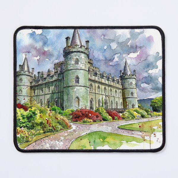 Item preview, Watercolour illustration of Inveraray Castle, Argyle, Scotland designed and sold by davidelder.