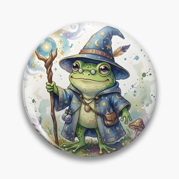 Item preview, Frog Wizard - Cute Watercolor Magic Spell Illustration designed and sold by WowDezign.