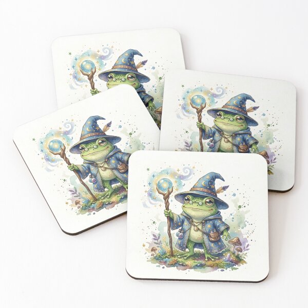 Item preview, Frog Wizard - Cute Watercolor Magic Spell Illustration designed and sold by WowDezign.