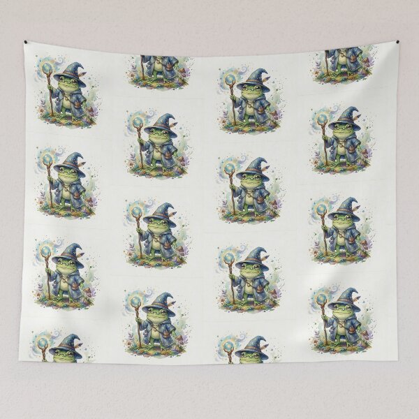 Item preview, Frog Wizard - Cute Watercolor Magic Spell Illustration designed and sold by WowDezign.
