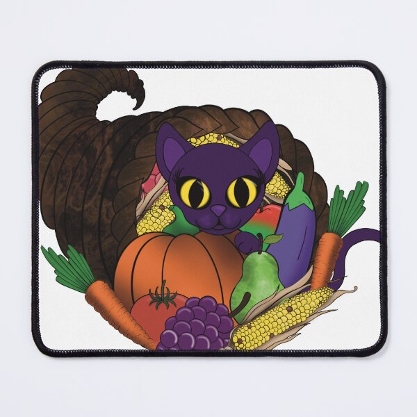 Item preview, Cute Purple Cat Cornucopia Harvest Thanksgiving designed and sold by Auntie M.