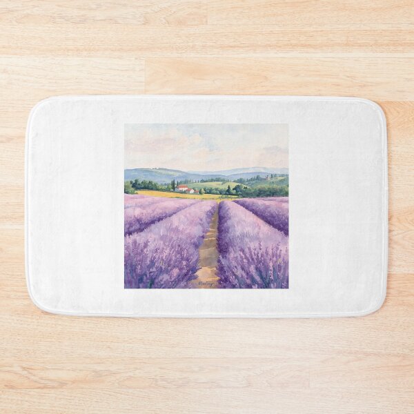 Item preview, Lavender Field Landscape Scenic Nature Painting designed and sold by TinyWarmThing.