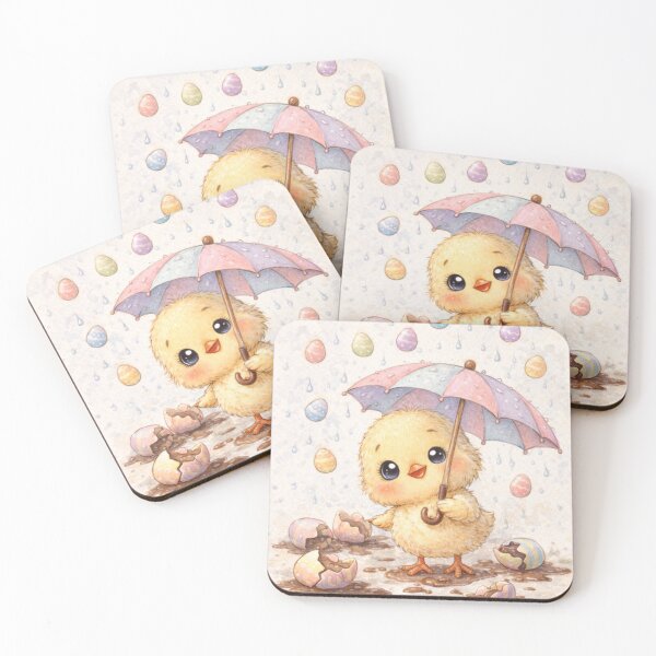 Item preview, Rainy Day Easter Chick – Cute Umbrella Chick Watercolour designed and sold by inspired-works.